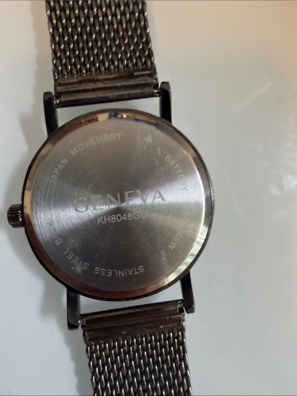 Geneva Men's Gunmetal Mesh Strap Watch with Black Dial